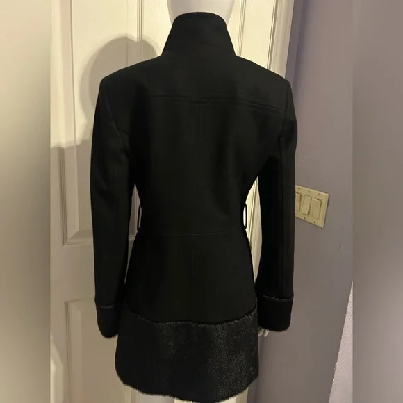 Peacoat Jacket S Black Steampunk Victorian High Collar Fur Wool Romantic Gothic - Picture 5 of 7